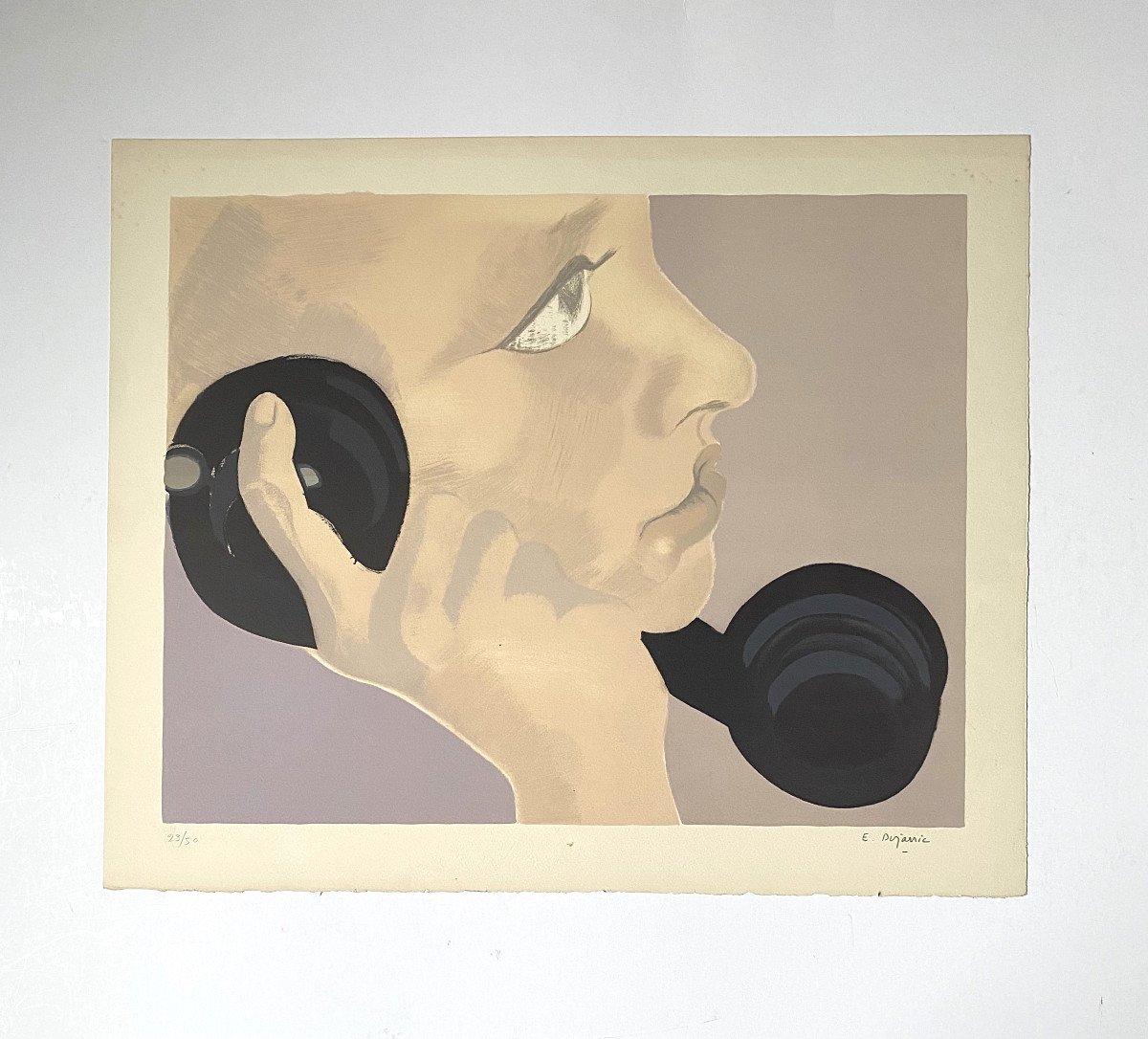 Elisabeth Dujarric (1930 - 2005). Lithograph. "the Little Lever, The Telephone". Circa 1980.