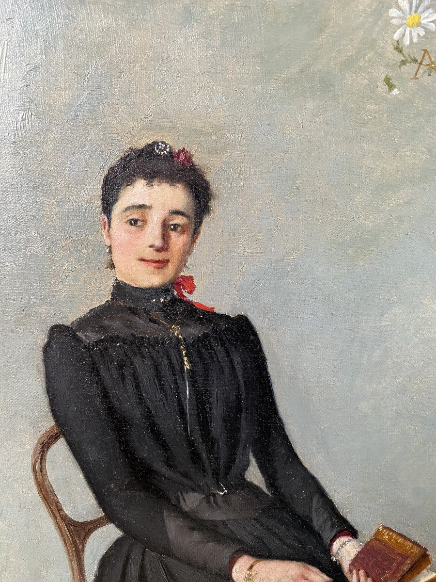 Gustave Quenioux (1865-1949, Bordeaux). "portrait Of A Young Woman-anaïs". 1890.-photo-2