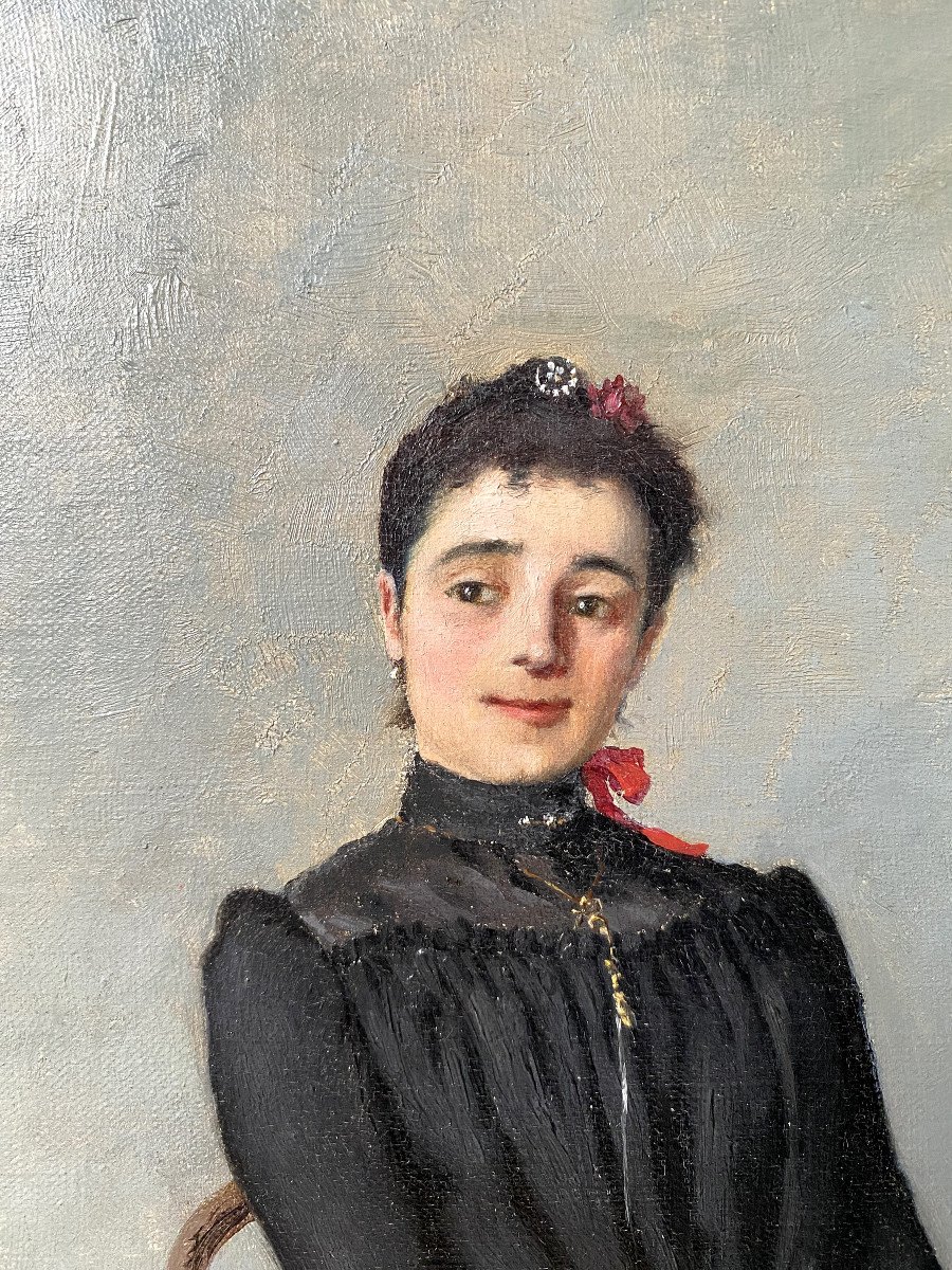 Gustave Quenioux (1865-1949, Bordeaux). "portrait Of A Young Woman-anaïs". 1890.-photo-5