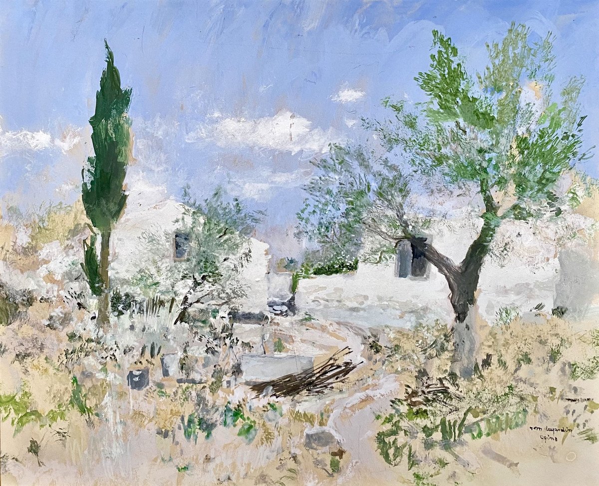 René Marie Dujardin (1913-2002). " Vue d' Egine, Grèce". Années 60.