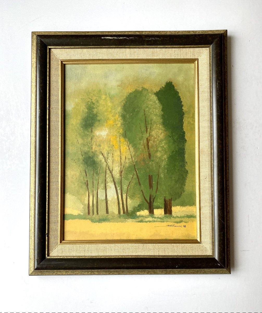 Georges Debroux. "trees". Oil On Panel. 1990.-photo-3