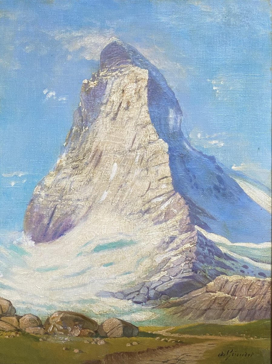 Auguste Géroudet (20th Century). Vaudois School. "the Matterhorn". 1930s.