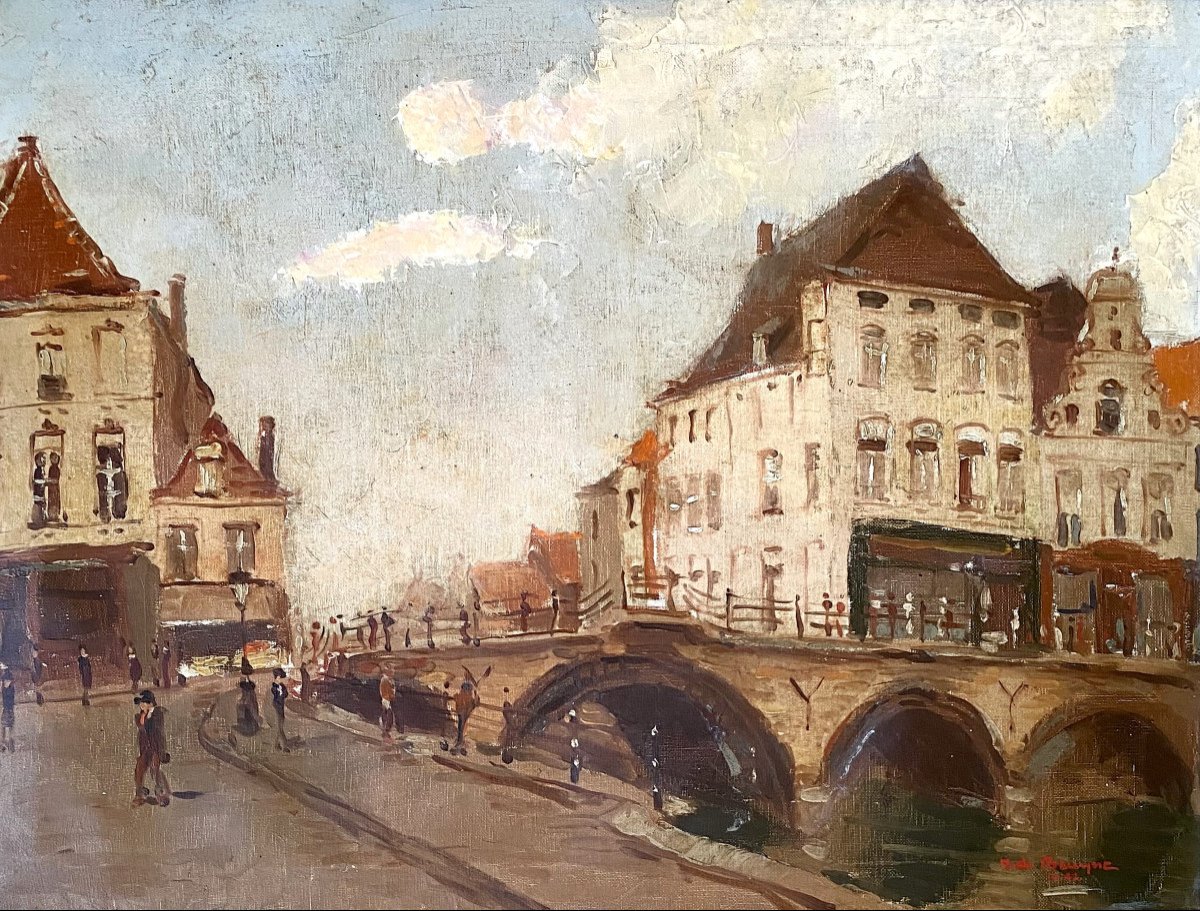 Marcel De Bruyne (20th Century). "the Old Bridge In Mechelen". 1942.-photo-1