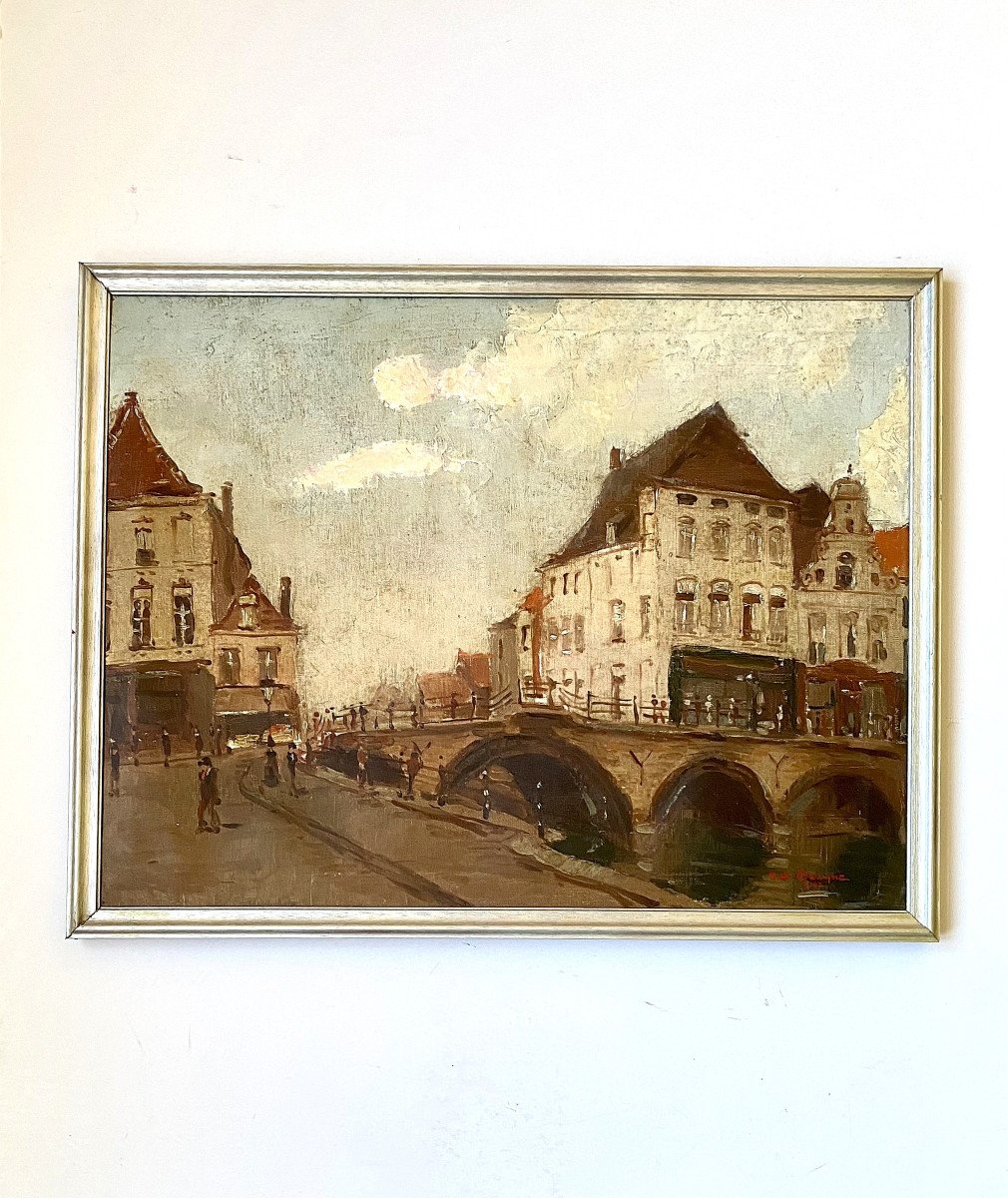 Marcel De Bruyne (20th Century). "the Old Bridge In Mechelen". 1942.