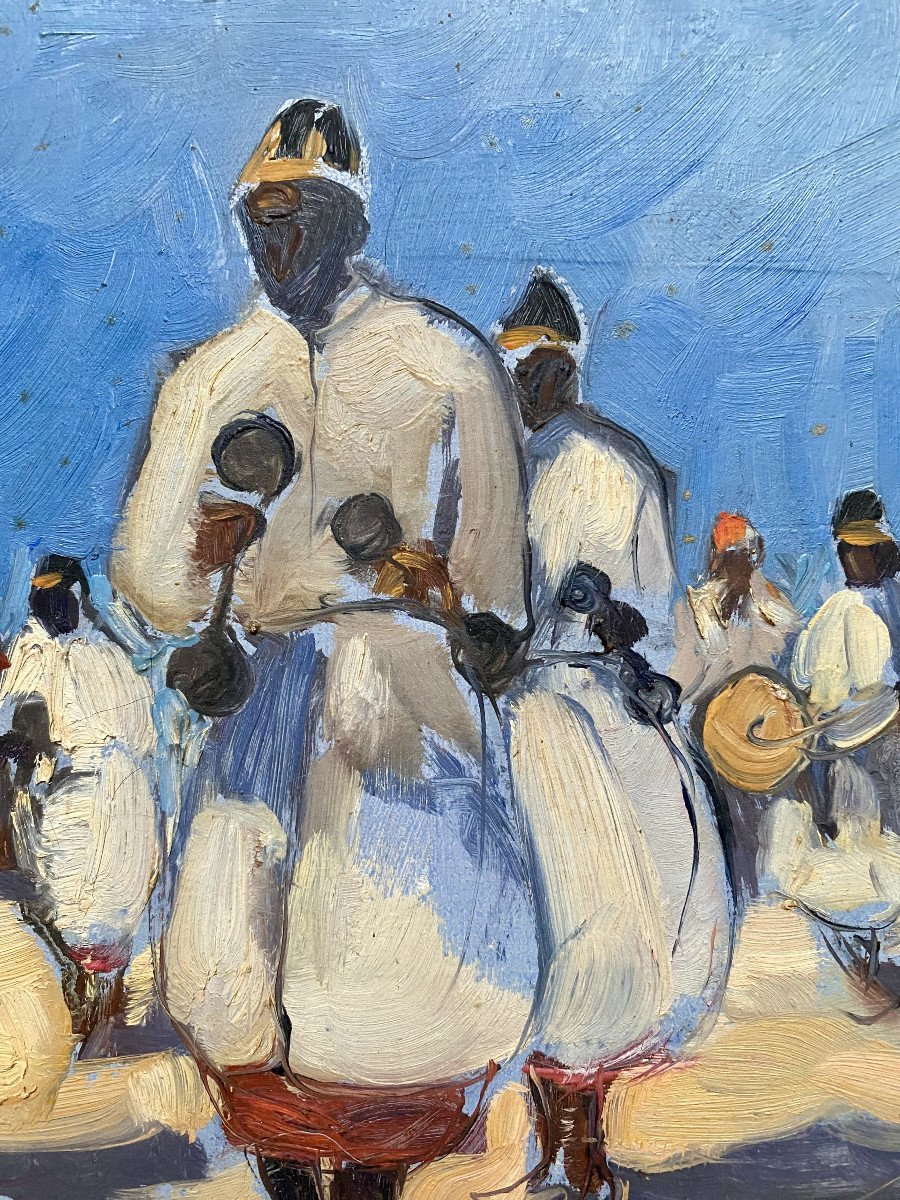 French School. "gnaoua Musicians (morocco)". 1930s-40s. Africanism.-photo-2