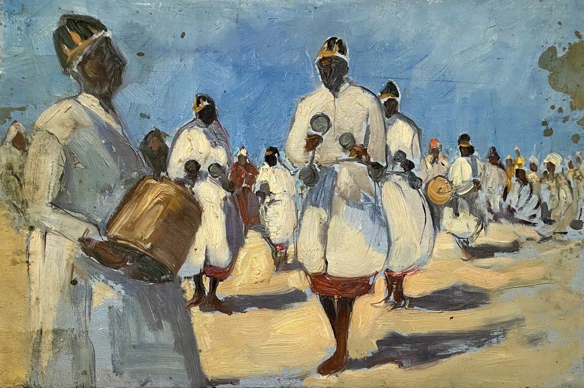 French School. "gnaoua Musicians (morocco)". 1930s-40s. Africanism.