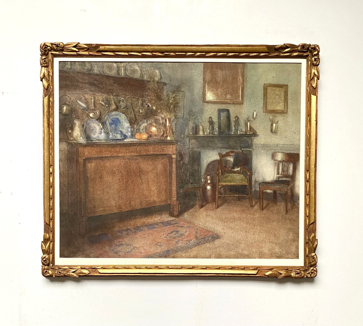 Liévin Baert (bruges, 1898-brussels, 1990) "interior". 1923. Watercolor.-photo-2