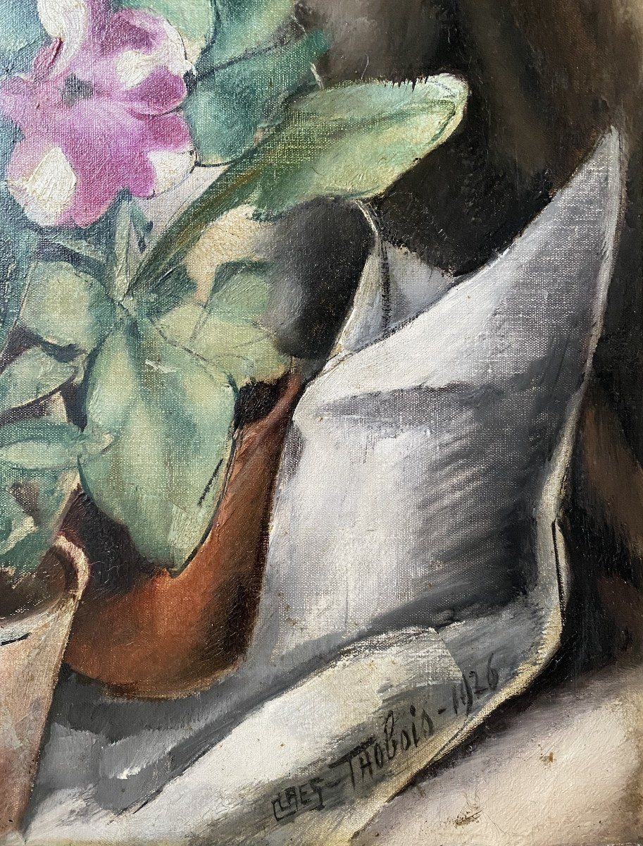 Albert Claes Thobois (1883-1945). "Fleurs en pot". 1926.-photo-3