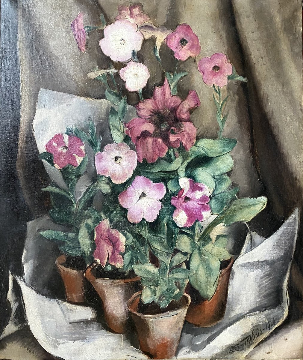 Albert Claes Thobois (1883-1945). "Fleurs en pot". 1926.-photo-1