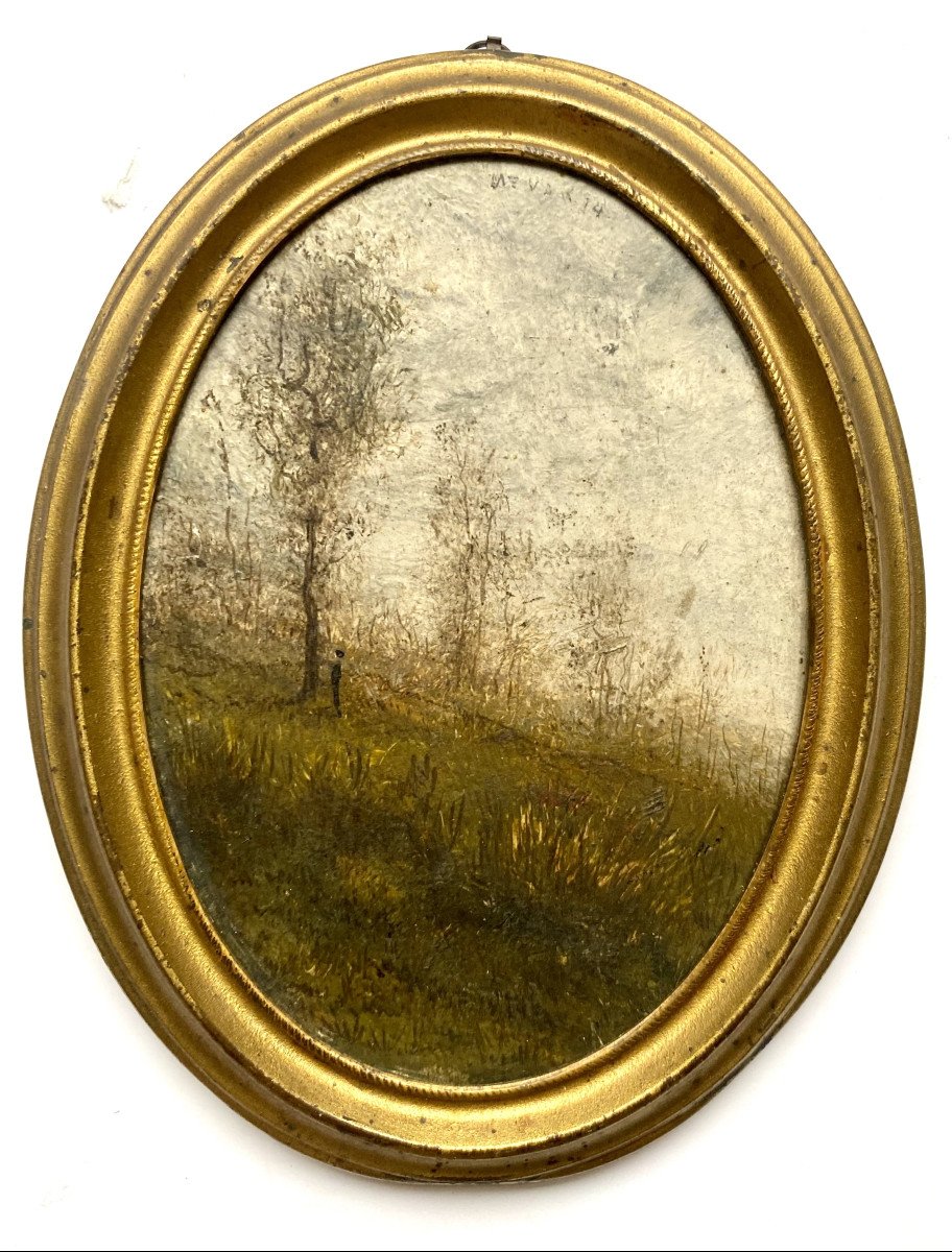 Louise Van De Kerkhove (1860, Sint-andries). Suite Of Three Small Paintings. "landscapes".1874.-photo-2