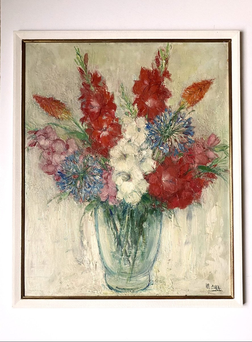 Marguerite Stekke (1886-1962). "gladiolus And Agapanthus".-photo-2