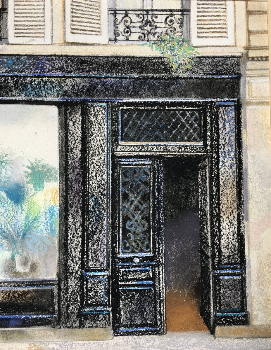 Géo Mommaerts (1923-2006, Brussels). "paris, The Florist's Window". 1983. Pastel.-photo-4