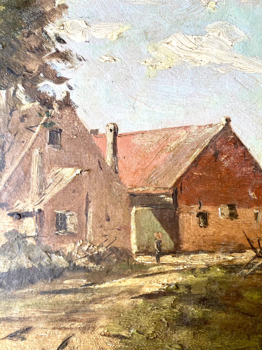 Emile Rimbout (XIXe-XXe). " Ferme à Woluwe-St- Lambert".-photo-2