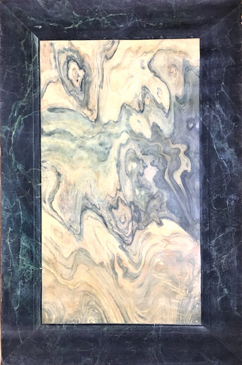 Faux Marble, Trompe l'Oeil. Oil On Strong Paper. 1900-1920