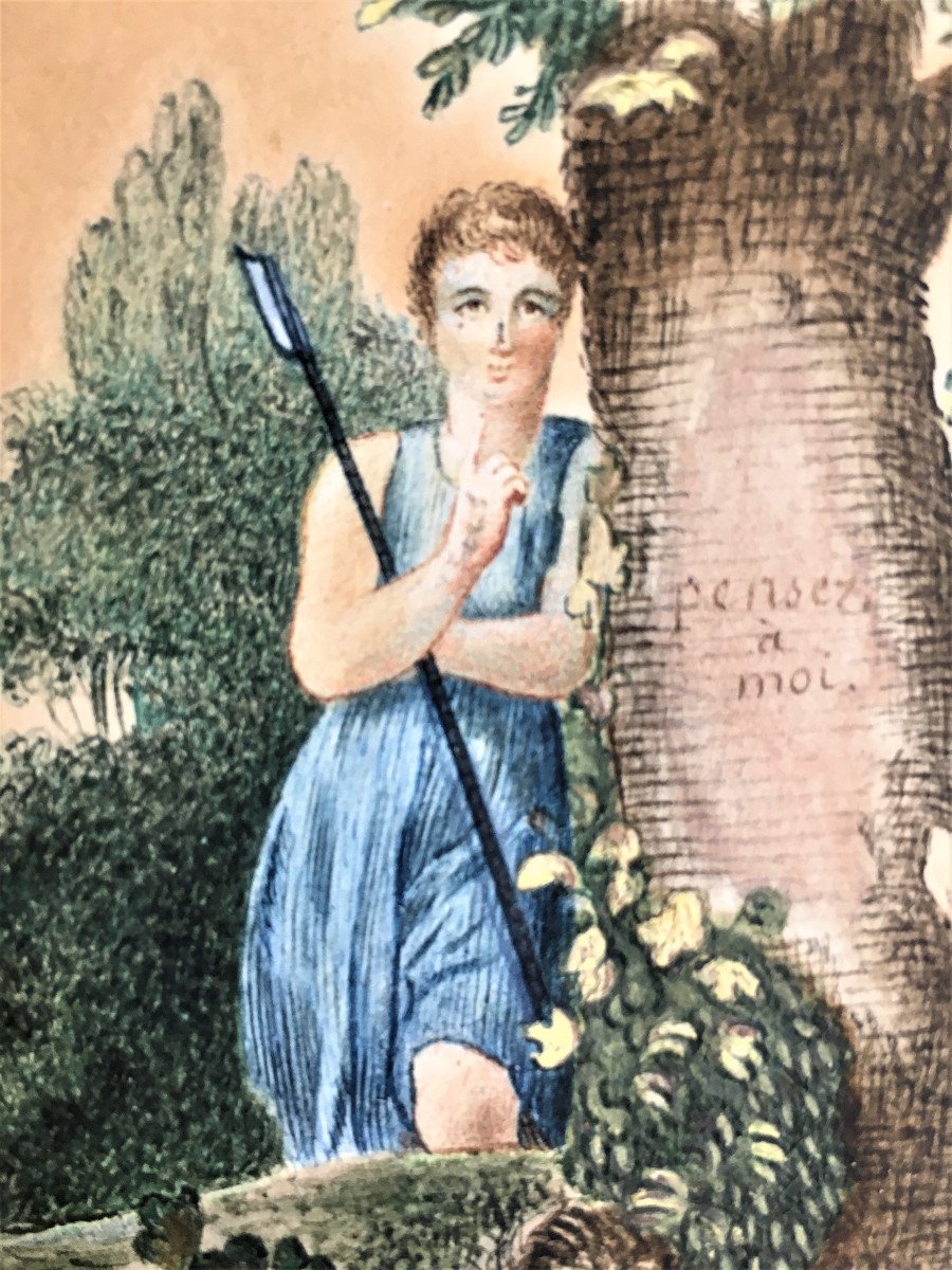 Gouache de 1821 (Empire).  "Pensez à moi".-photo-4