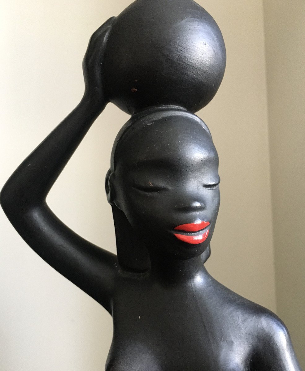 Gmundner Keramik " Femme africaine". 1950. Autriche.-photo-2