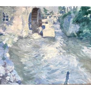 Emile Joseph Patoux (mellet, 1893 - Brussels, 1985). "water Mill". Around 1920.