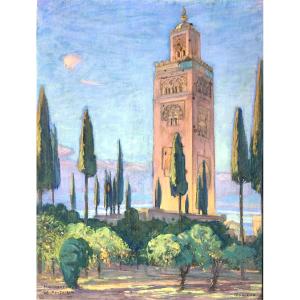 Maurice Rodieux (yverdon, Switzerland 1876 - Marrakech, Morocco 1927). “marrakech, La Koutoubia”. 
