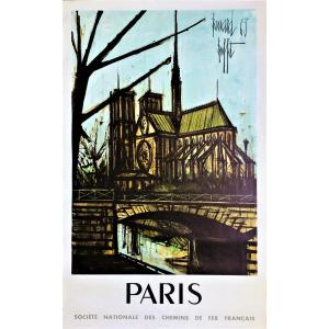 Bernard Buffet (1928 In Paris -1999). Sncf Poster. "notre-dame, Paris". 1963.