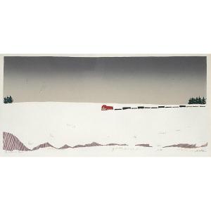 Canada. " Le train de 4 heures". 1980. Lithographie signée.