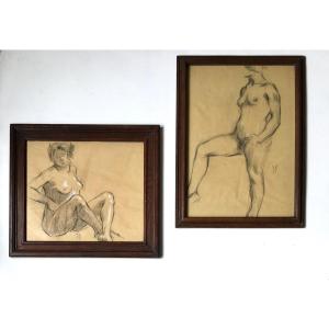 Jef Codron (1882-1942). Pair Of Drawings. "nudes". 1920s.