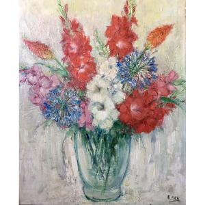 Marguerite Stekke (1886-1962). "gladiolus And Agapanthus".