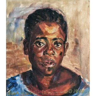 Africanism. Portrait. Ulla Haako Weinert. 1949. Oil On Canvas