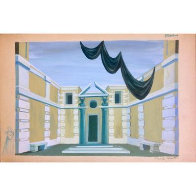 Opera. Two Decor Projects. "phèdre" By Jules Massenet By Michel Brunet. 1950s. Gouaches.