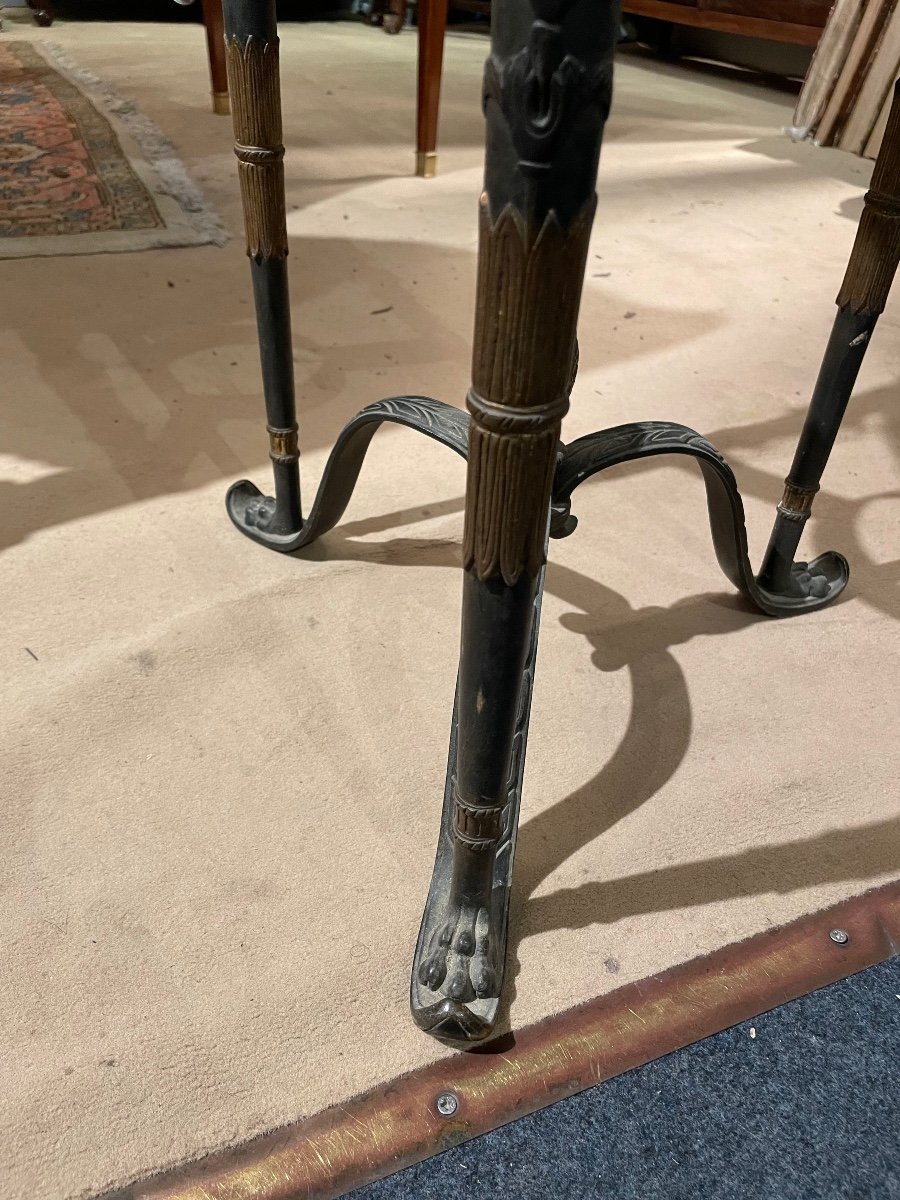 Empire Style Pedestal Table In Bronze With 2 Patinas-photo-4