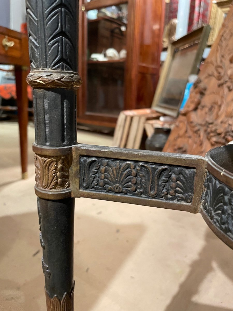 Empire Style Pedestal Table In Bronze With 2 Patinas-photo-3