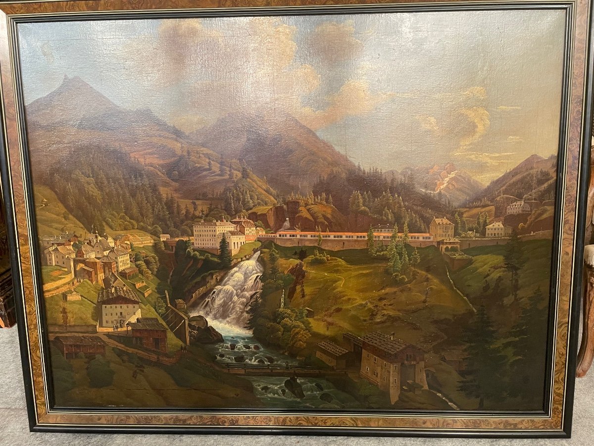 Huile Sur Toile Représentant Une Vue De Saint Claude Dans Le Jura-photo-6