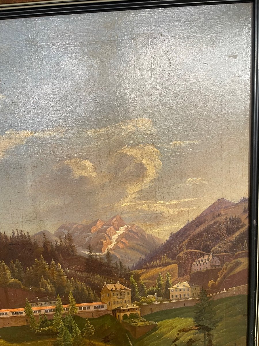 Huile Sur Toile Représentant Une Vue De Saint Claude Dans Le Jura-photo-7