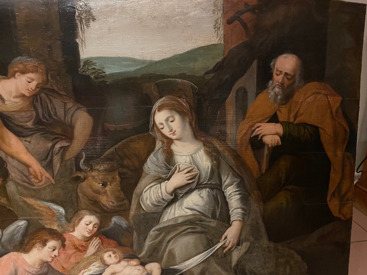 Flemish School From The End Of The 16th Century Representing The Holy Family-photo-3