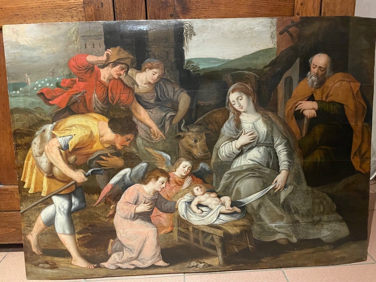 Flemish School From The End Of The 16th Century Representing The Holy Family-photo-5