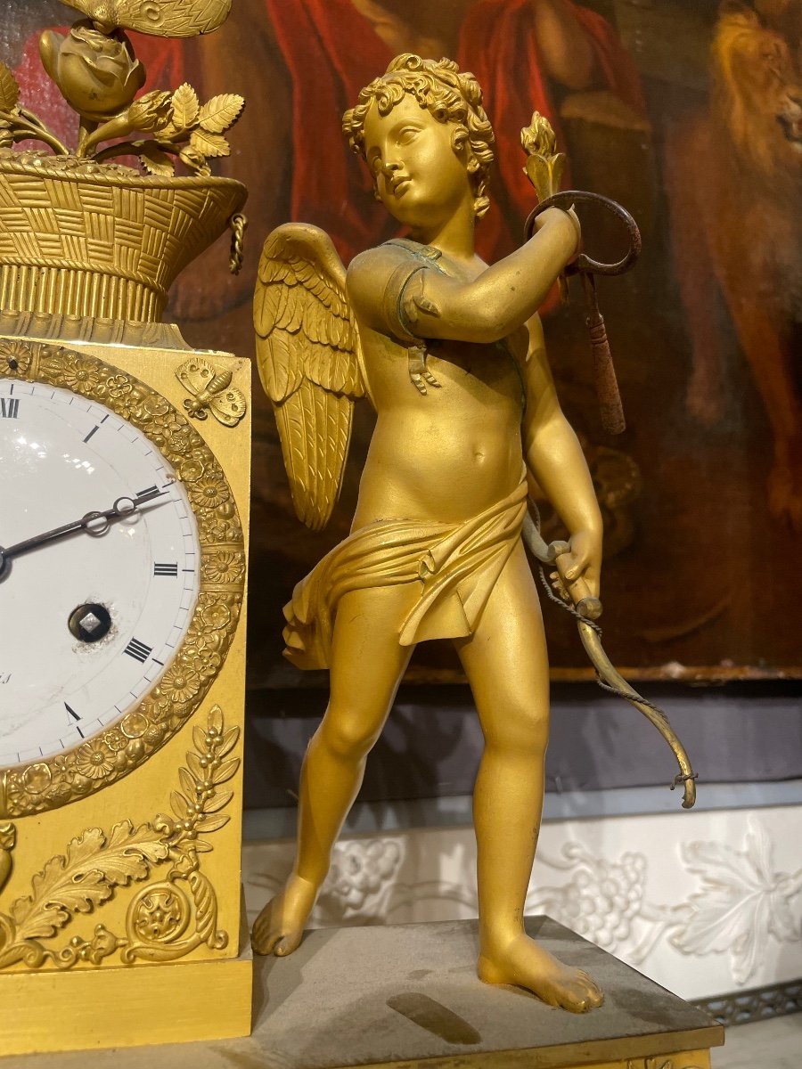 Large Restoration Period Clock In Chiseled And Gilded Bronze With Love And Athenian Decor -photo-1