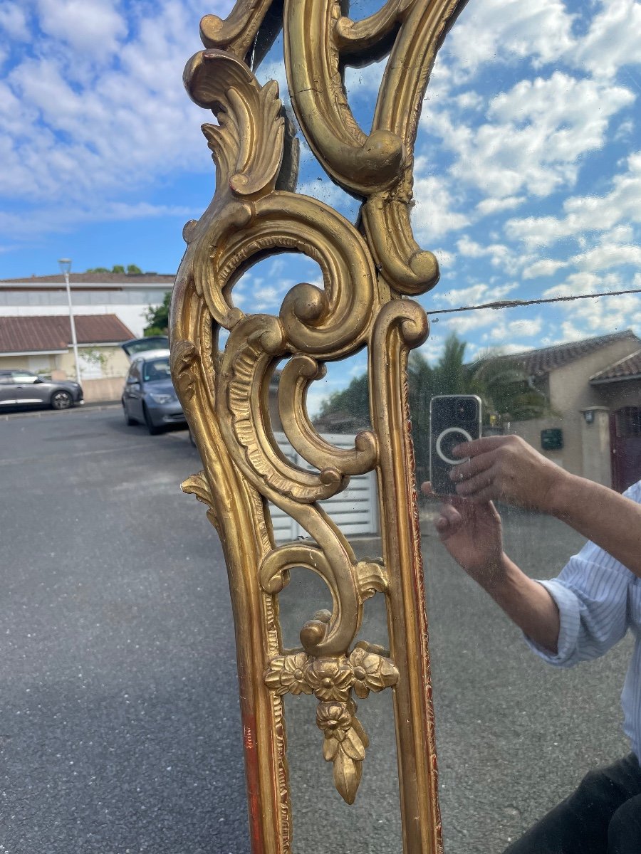Louis XV Period Golden Wood Beaded Mirror -photo-2