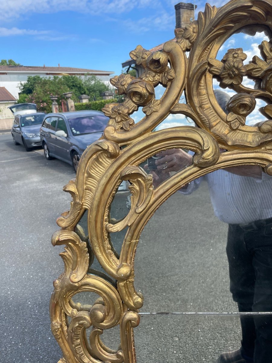 Louis XV Period Golden Wood Beaded Mirror -photo-3