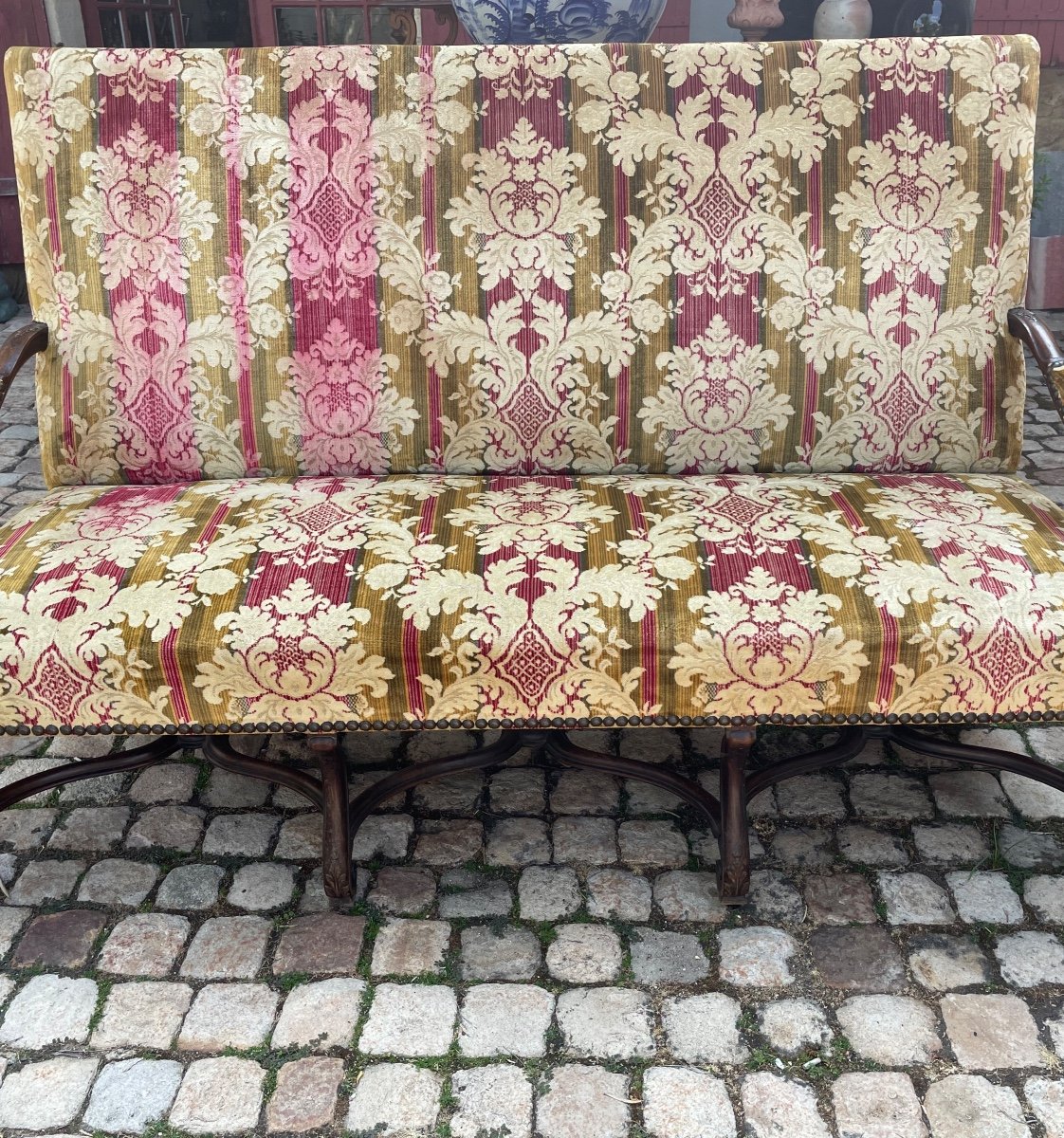 Large 3-seater Louis XIV Style Sofa In Walnut 