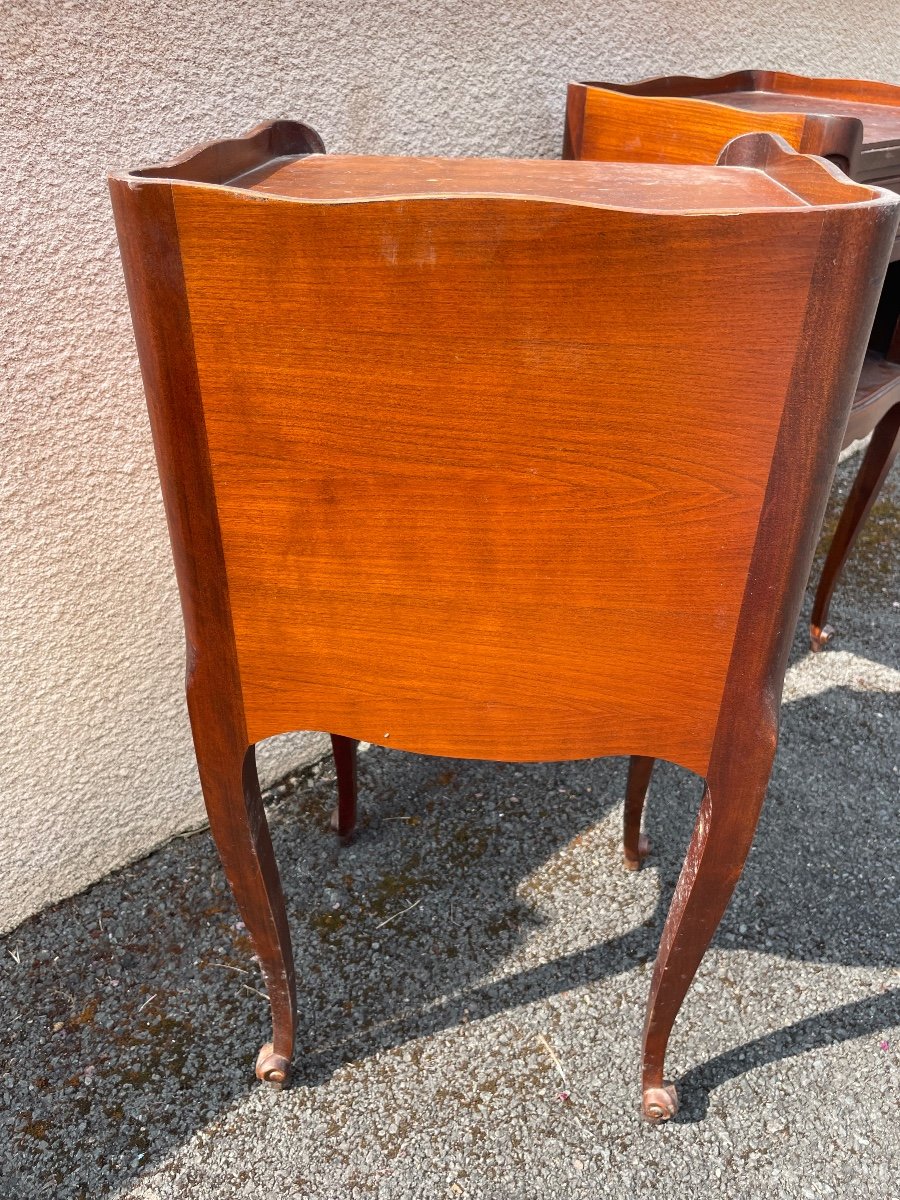 Pair Of Louis XV Style Cherry Wood Bedside Tables -photo-5