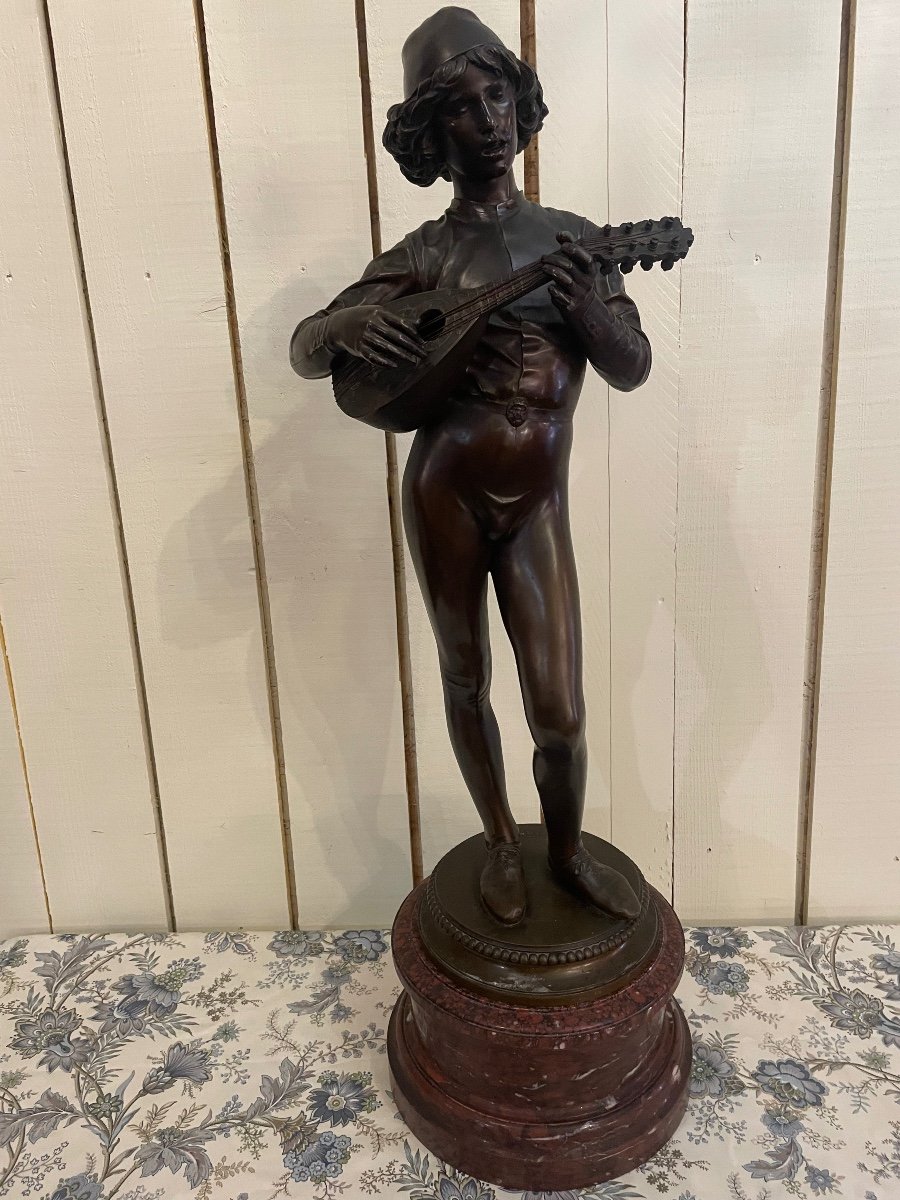 Bronze Représentant Le Chanteur Napolitain Fonte Barbadienne 1865