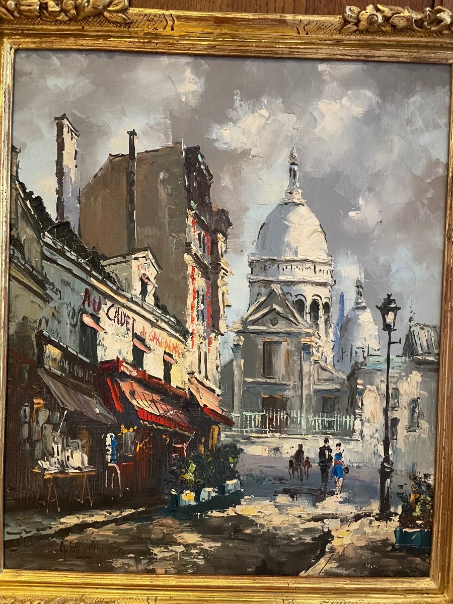 Oil On Canvas Signed G. Bardiau Representing A View Of Montmartre In Paris -photo-2