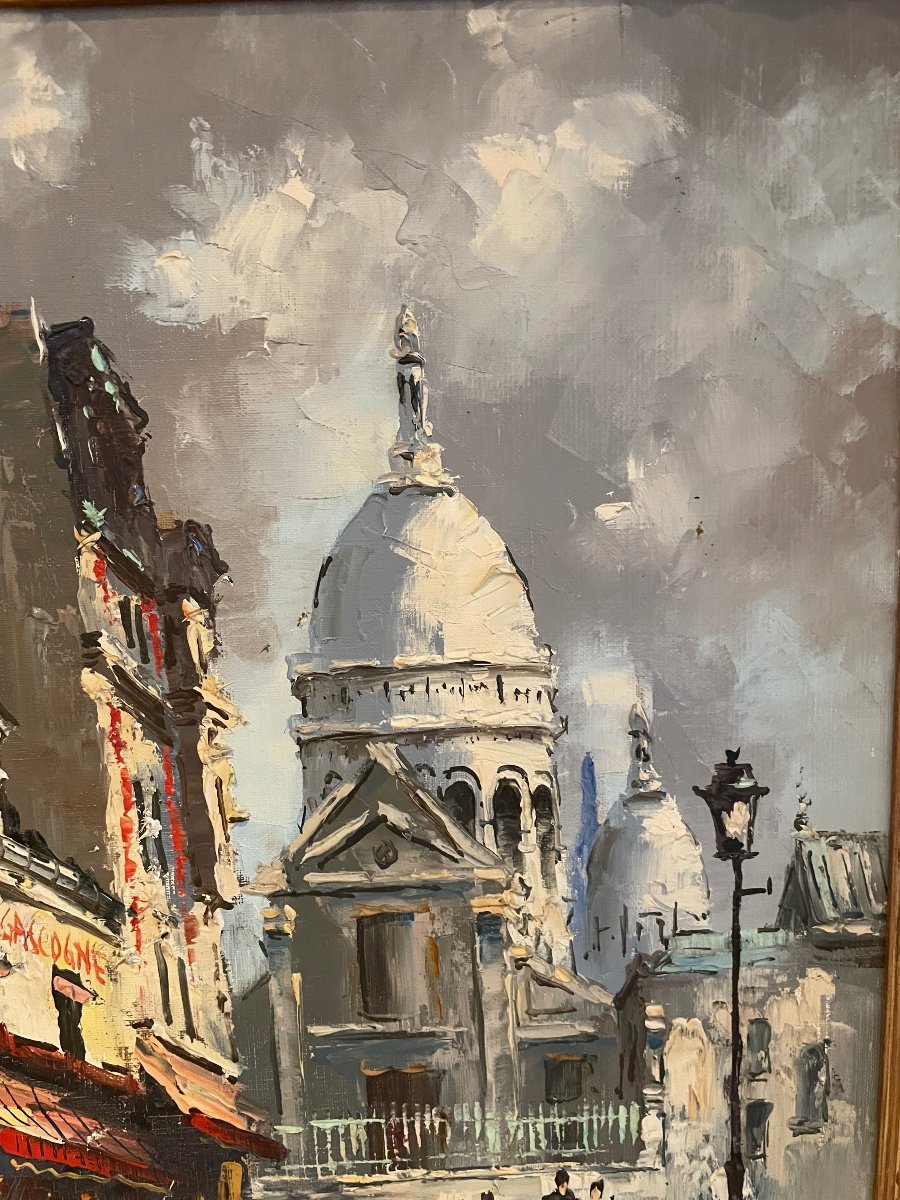 Oil On Canvas Signed G. Bardiau Representing A View Of Montmartre In Paris -photo-1