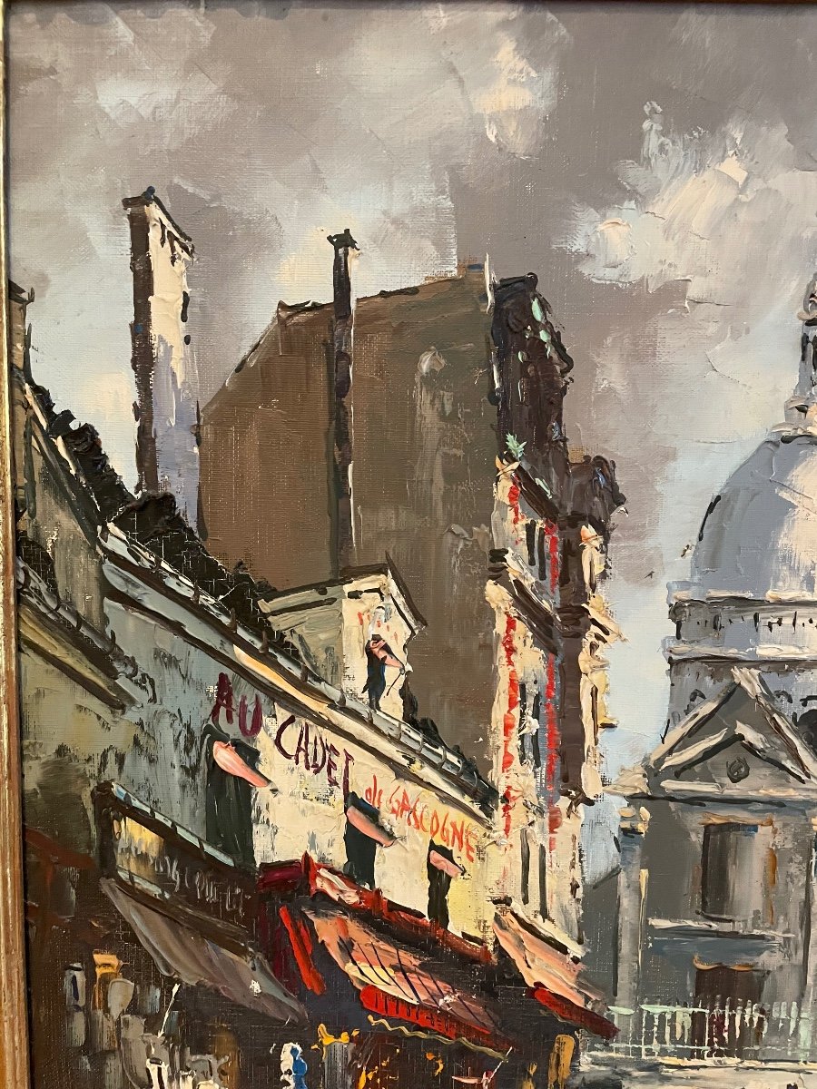 Oil On Canvas Signed G. Bardiau Representing A View Of Montmartre In Paris -photo-2