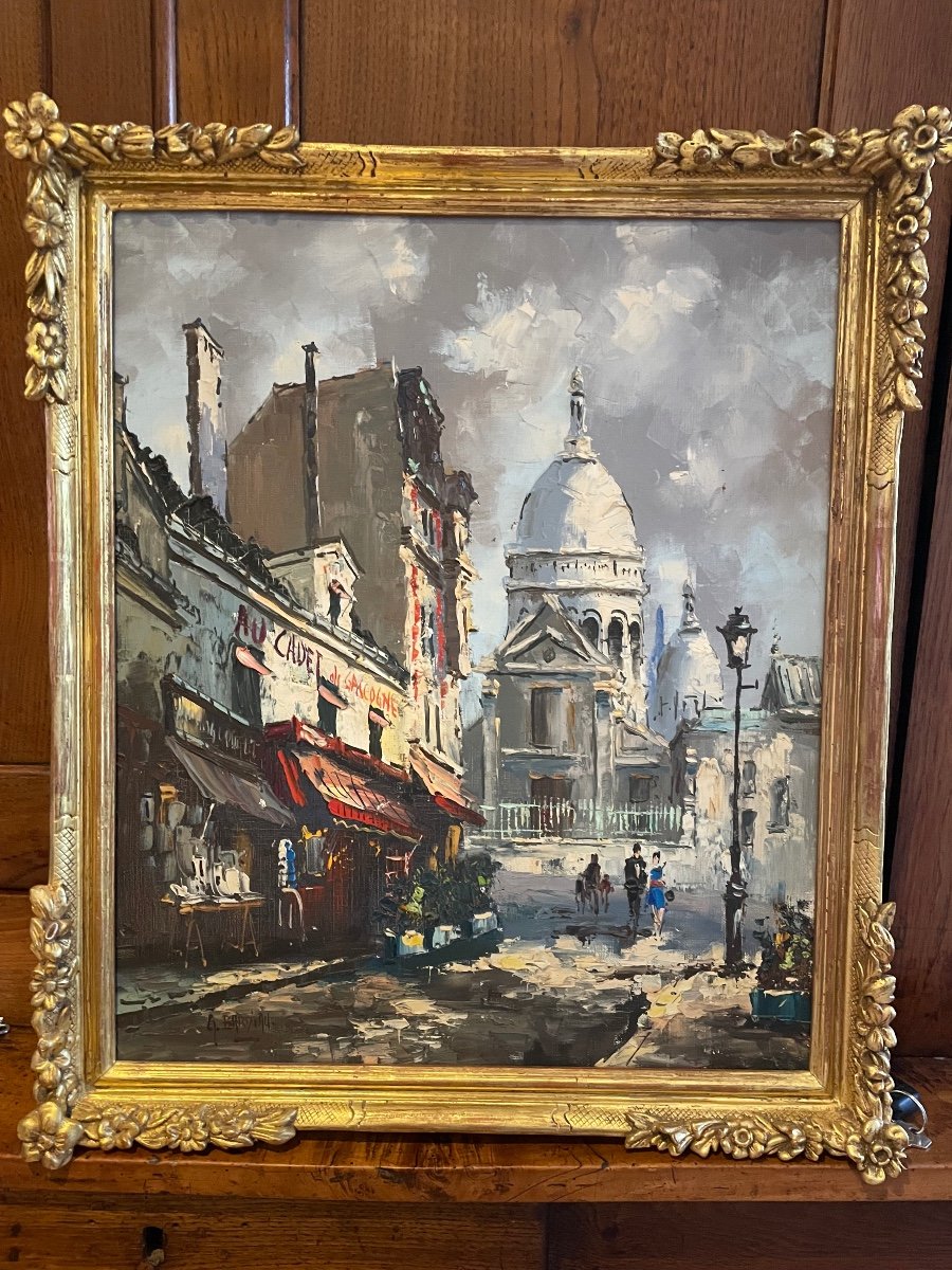 Oil On Canvas Signed G. Bardiau Representing A View Of Montmartre In Paris 