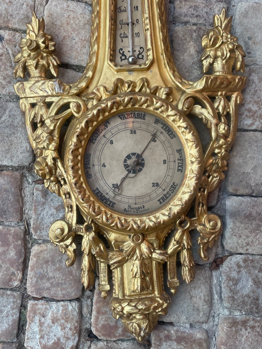 Napoleon III Period Gilded Wood Barometer -photo-2