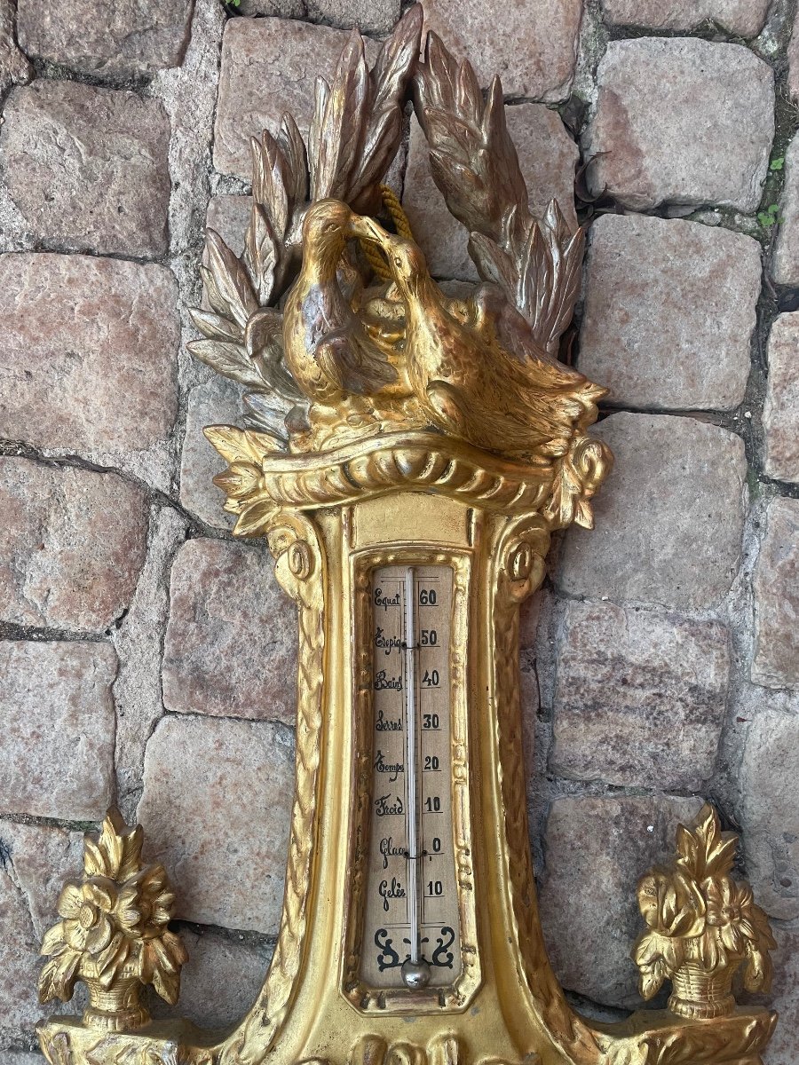 Napoleon III Period Gilded Wood Barometer -photo-3