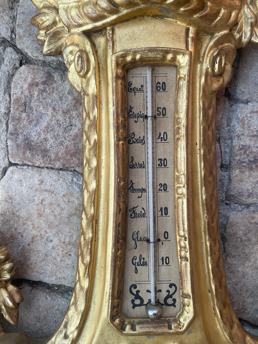 Napoleon III Period Gilded Wood Barometer -photo-1