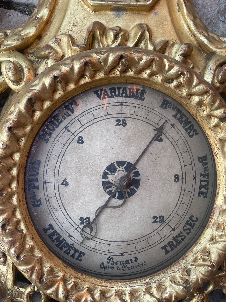 Napoleon III Period Gilded Wood Barometer -photo-2