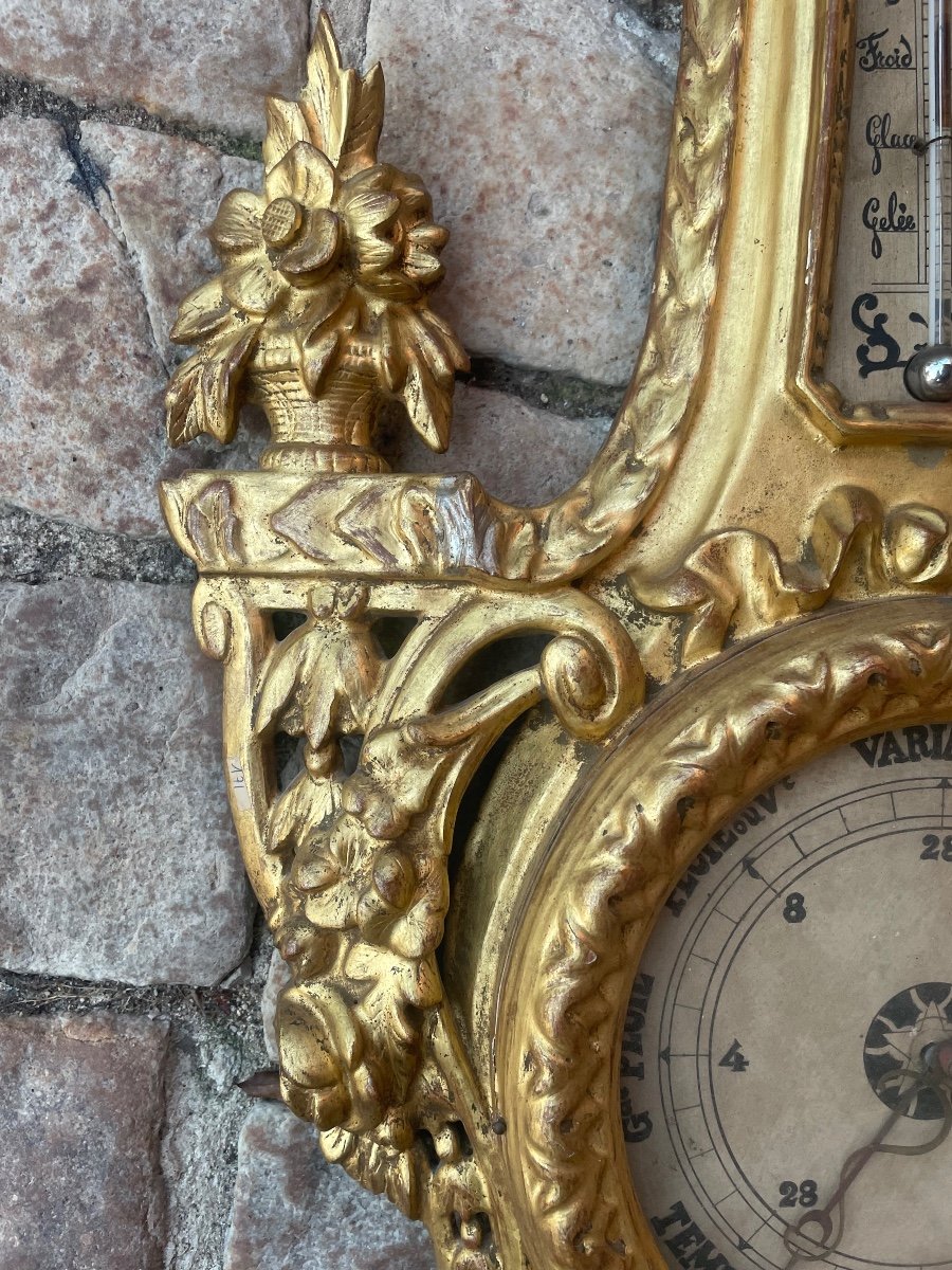 Napoleon III Period Gilded Wood Barometer -photo-3