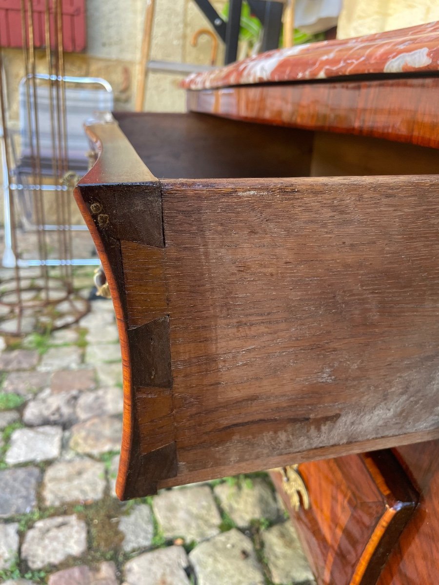 Louis XV Period Curved Marquetry Chest Of Drawers -photo-2